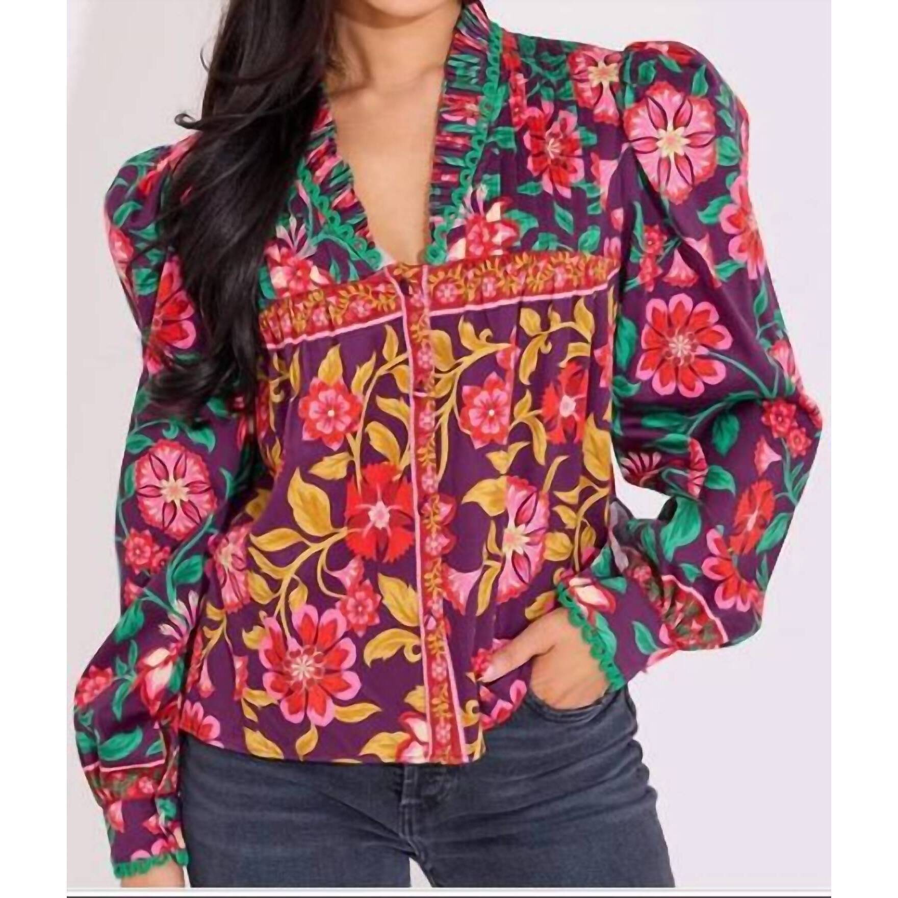 New Alden Adair Oliver Top In Medieval Floral